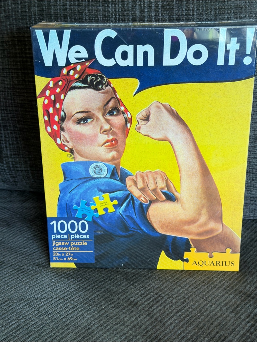 We Can Do It! Rosie the Riveter 1000-Piece Puzzle by Aquarius - Yellow & Blue